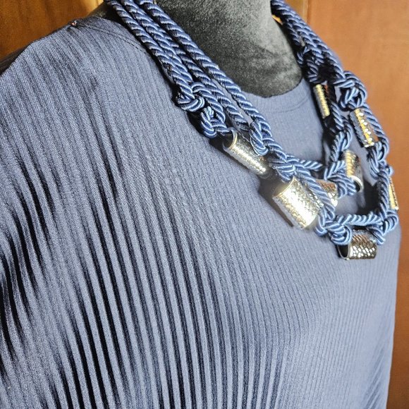 Gorgeous Dress Dark Navy by Verda Code 430101+ Gorgeous Necklace 2XL New Tag On - Picture 4 of 12